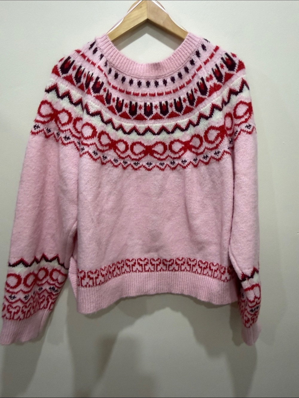Revolve House of Harlow 1960 Pink & Red Fair Isle Cropped Cardigan - Picture 13 of 16